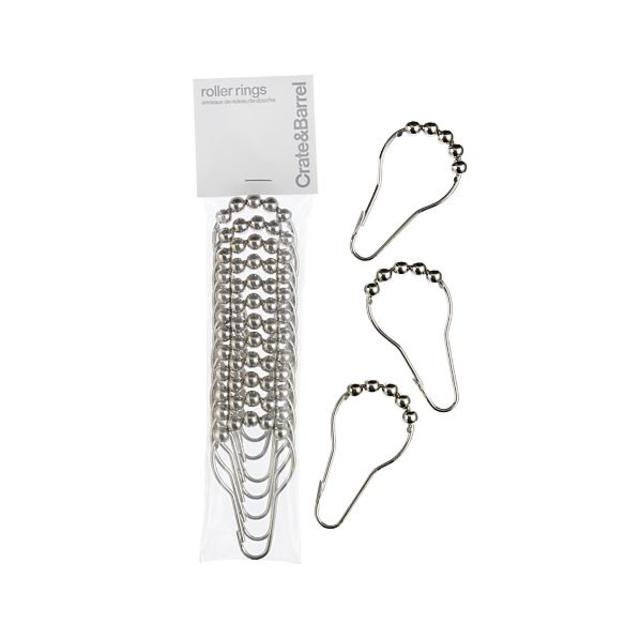 Set of 12 Polished Nickel Shower Curtain Roller Rings