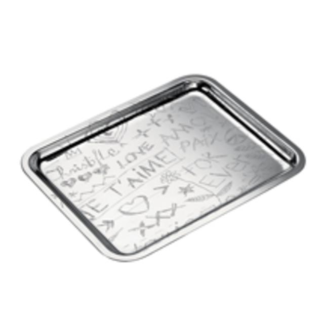 Silver Plated Rectangular Graffiti Tray