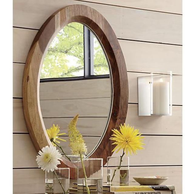 Wooden Oval Mirror