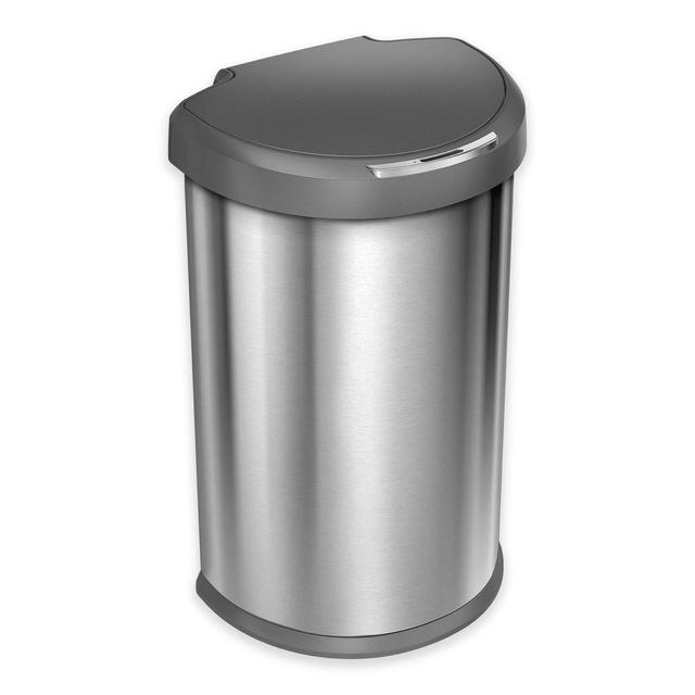 simplehuman® Brushed Stainless Steel Fingerprint-Proof 45-Liter Semi-Round Sensor Can