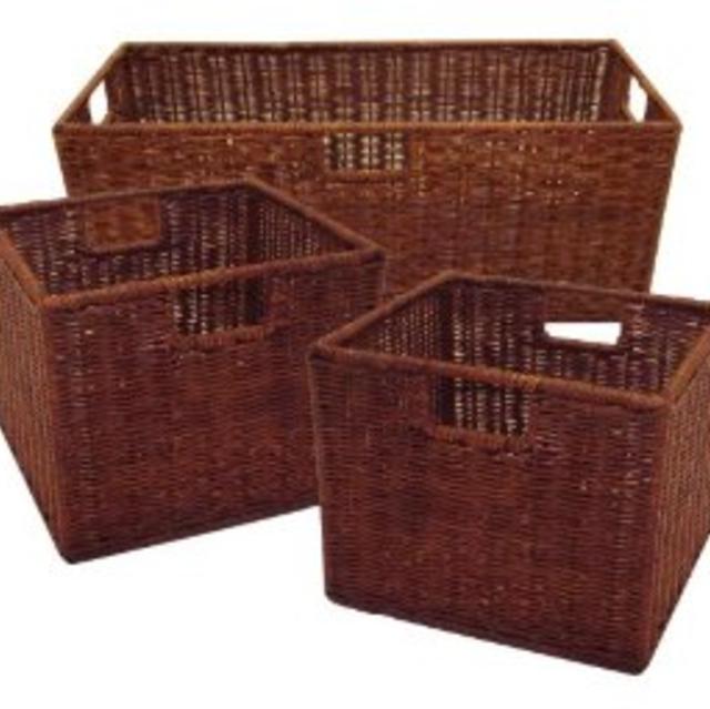 Winsome Wood Leo Storage Baskets, Set of 3, Walnut