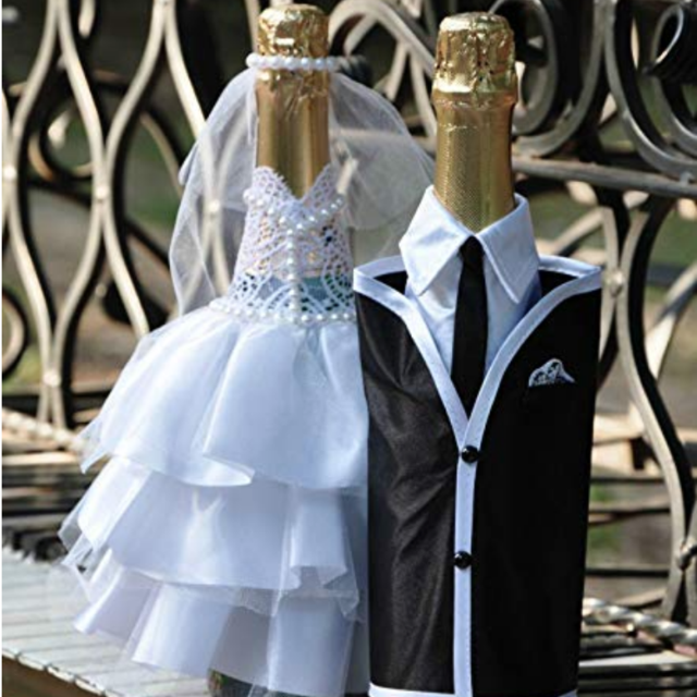Bride and Groom Wine Bottle Covers