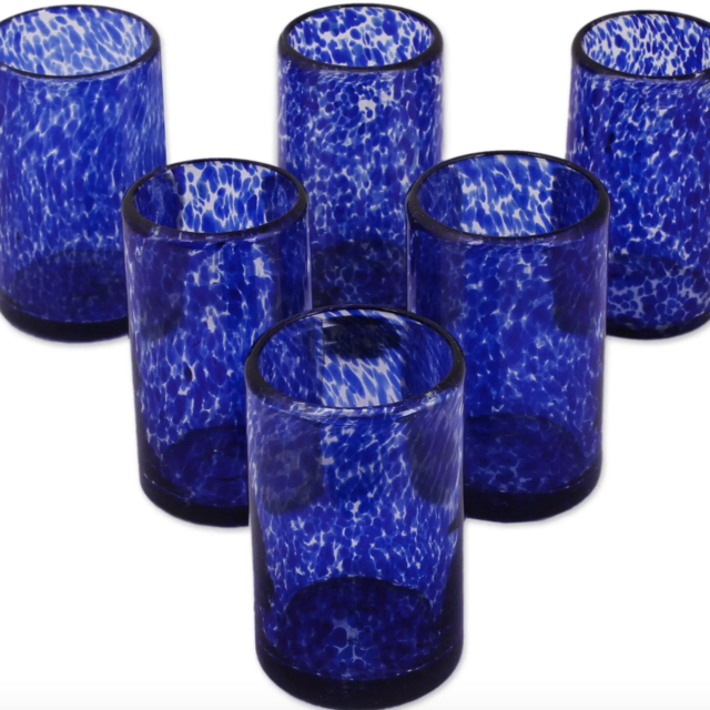 Novica Handblown Glass Water Tumblers, Set of 12