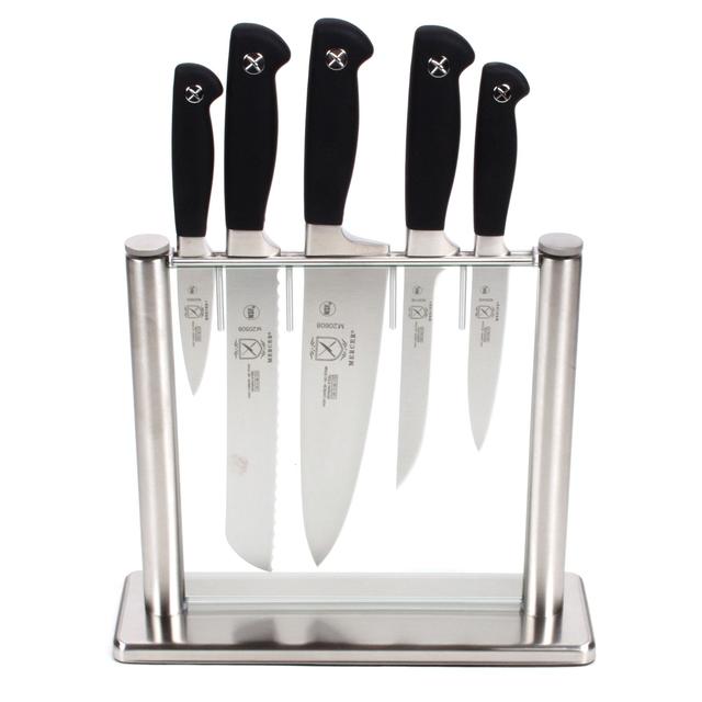 Mercer Culinary Genesis 6-Piece Forged Knife Block Set, Tempered Glass Block
