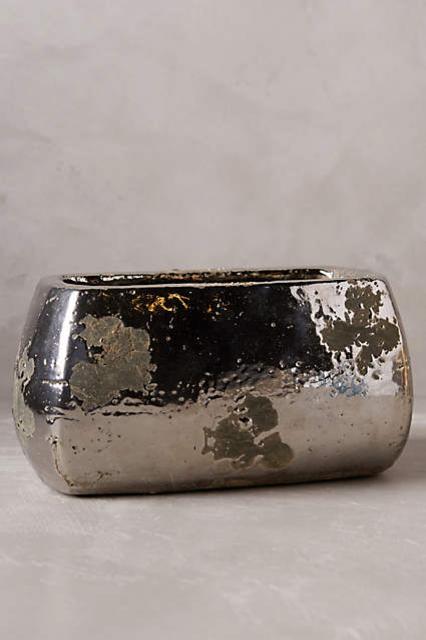 Metallic Crackle Herb Pot