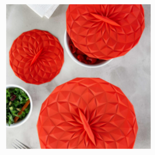 GIR Suction Lid 5-Pack (Red) : Heat Resistant Microwave Splatter Cover for Bowls, Plates, Pots - Oven, Fridge, and Freezer Safe