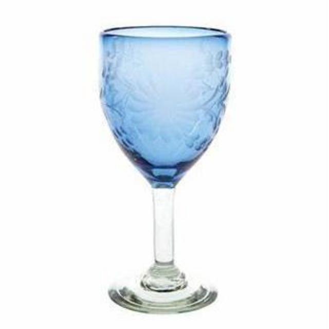 Condessa Hand-Etched Blue Wine