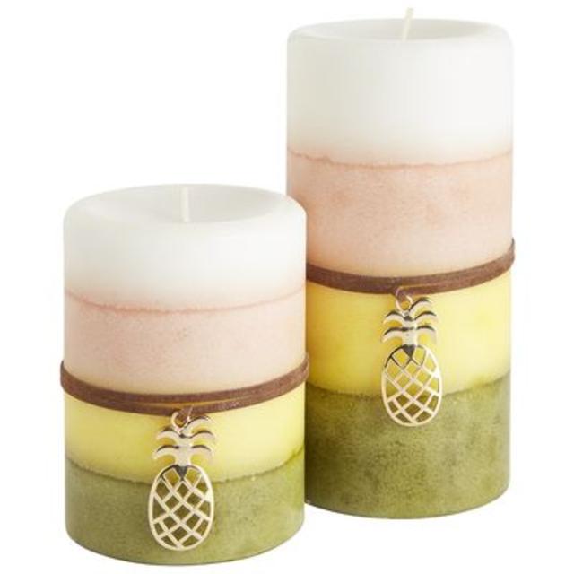 Pineapple Basil Layered Pillar Candles