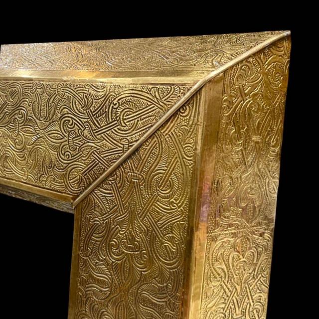 Hand etched Moroccan brass mirror