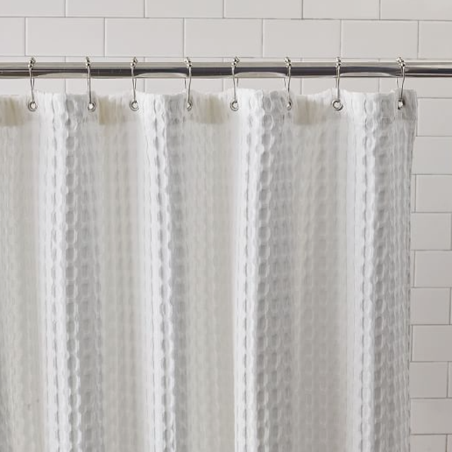 Waffle Grommet Shower Curtain - White