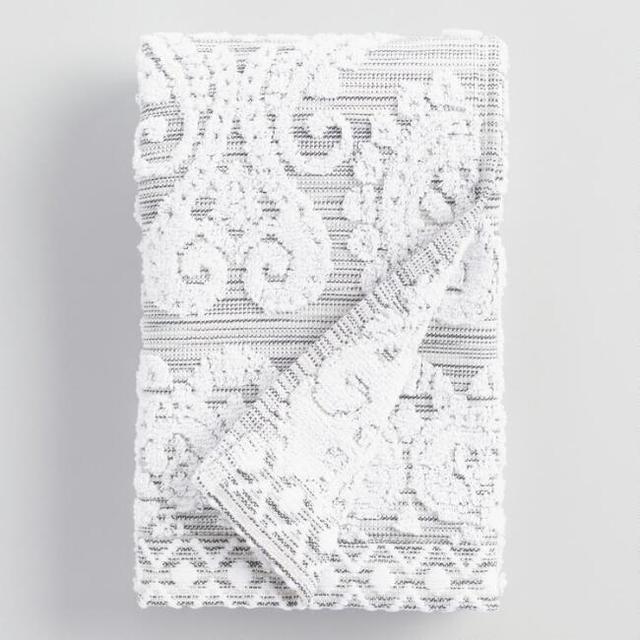 White And Gray Bhuti Prisha Printed Hand Towel