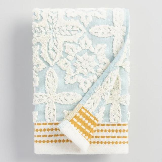 Aqua Seaside Tile Sculpted Hand Towel