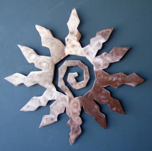 Metal Sun Burst Southwest Art Wall Hanging Copper Finish 16 inch