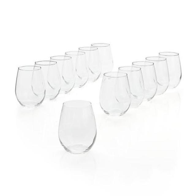 Set of 12 Stemless White Wine Glasses