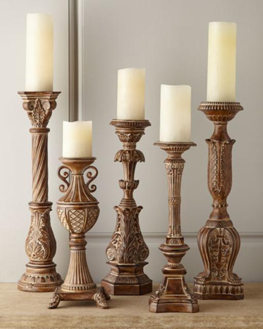 Five Tuscan-Wash Candlesticks