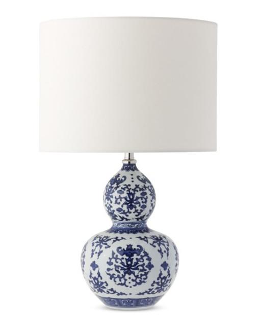 Gourd Ginger Jar Table Lamp, Blue and White