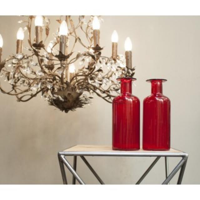 RED GLASS BOTTLE