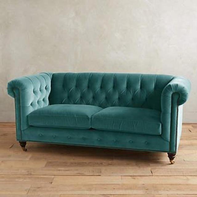 Velvet Petite Lyre Chesterfield Sofa
