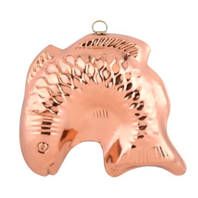 Old Dutch Solid Copper Curved Fish Mold
