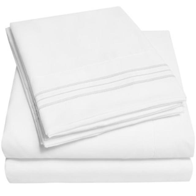 1500 Supreme Collection 4 Piece Bed Sheet Set Deep Pocket, King, White