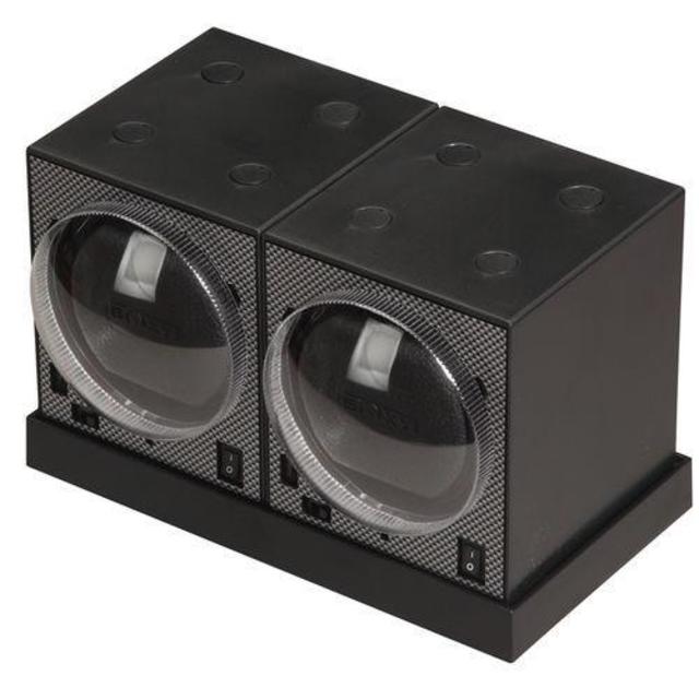 Diplomat Boxy Brick Carbon Fiber Double Watch Winder Package
