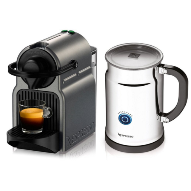 Nespresso A+C40-US-TI-NE Inissia Espresso Maker with Aeroccino Plus Milk Frother, Titan