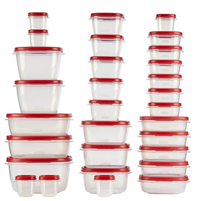 Rubbermaid 60-Piece Easy Find Lid Food Storage Container Set, Red