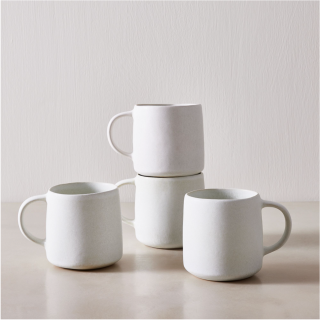 Kanto Stoneware Handled Mug Sets - Ice White