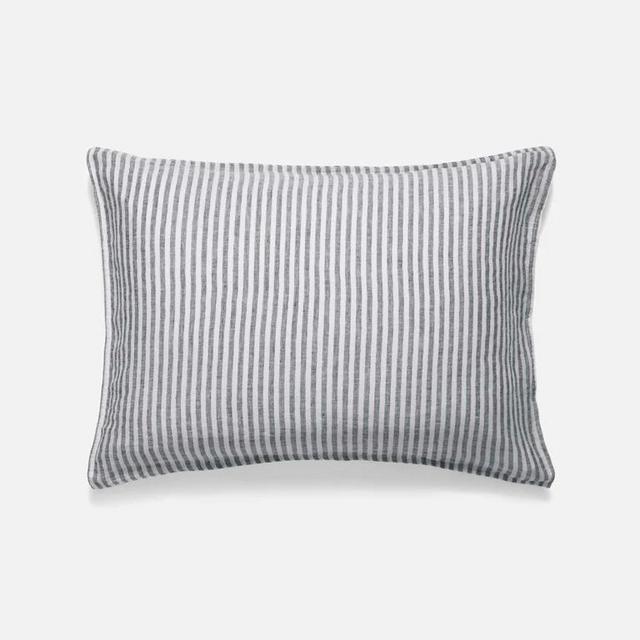 Linen Pillowcases - Charcoal Chambray and White Stripe - King