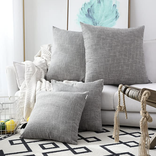 Decorative Linen Throw Pillow Covers (Set of 2)
