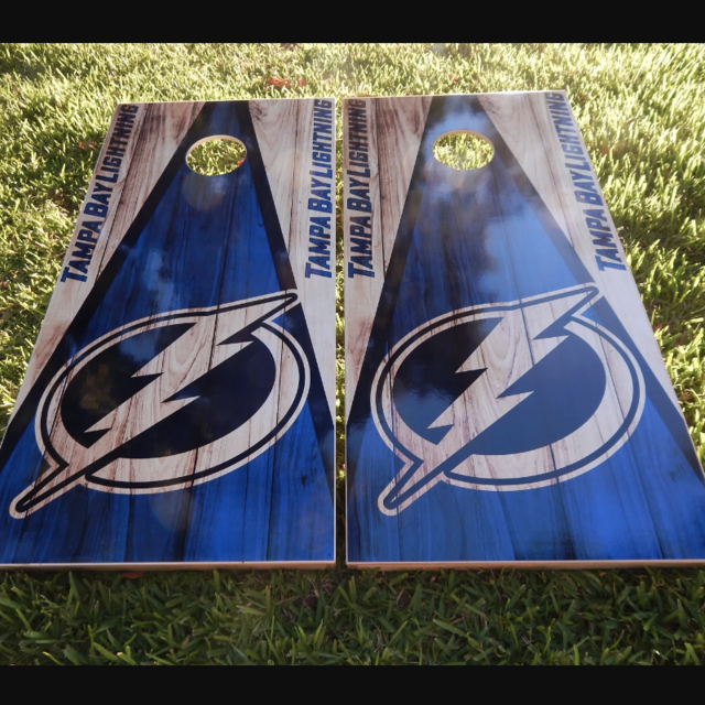 Regulation Tampa Bay Lighting Cornhole Board Set W/ Bags