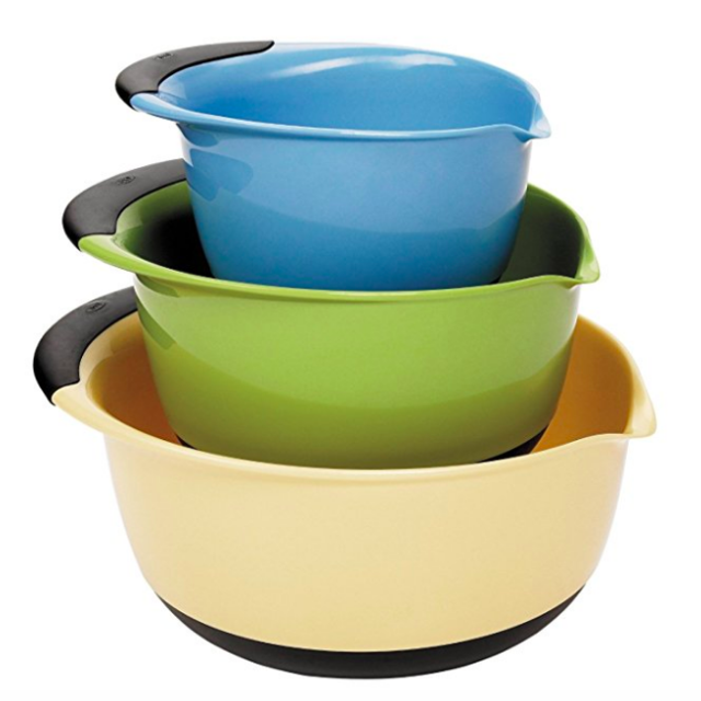 OXO Good Grips 3-Piece Mixing Bowl Set, Blue/Green/Yellow