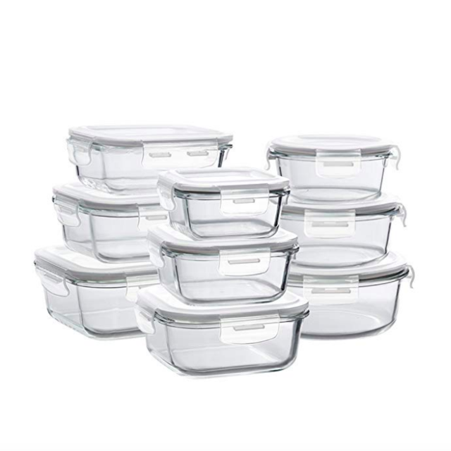 Glass Storage Containers with Lids, 18 Pieces Glass Meal Prep Containers Airtight, Glass Food Storage Containers, Glass Containers for Food Storage with Lids - BPA-Free & FDA Approved & Leak Proof