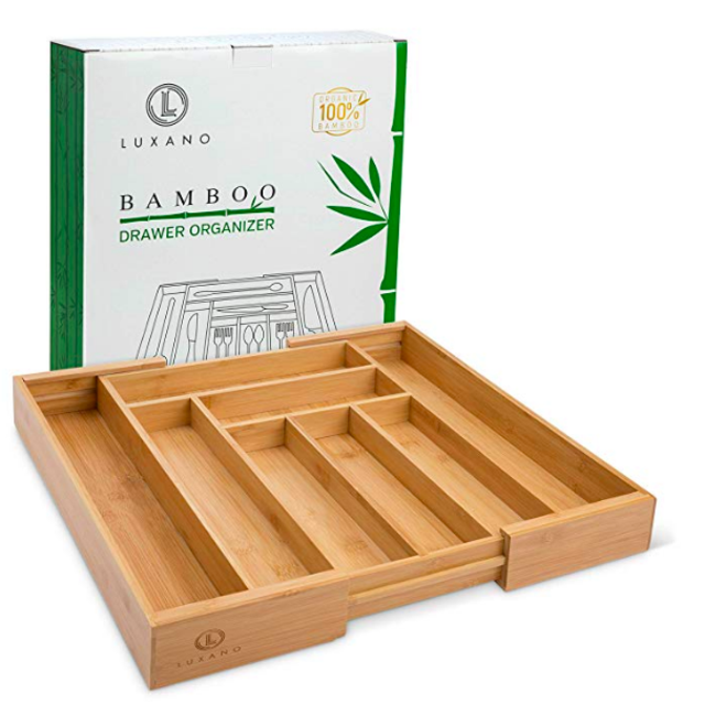 Bamboo Silverware Drawer Organizer (Expandable)