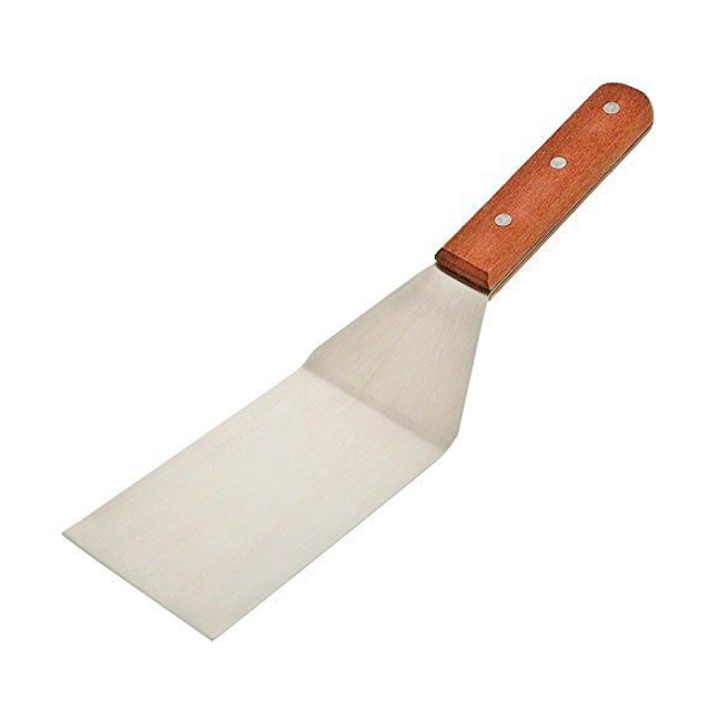 Wood Handled stainless Steel Spatula for Cast Iron (7 in)