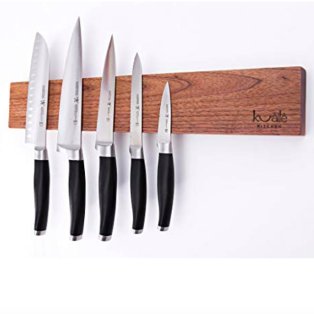 Magnetic Knife Holder Strip (Walnut Wood, 16 Inch)