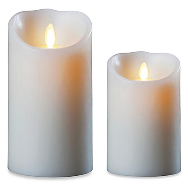 Luminara® Real-Flame Effect 7-Inch Pillar Candle in Ivory