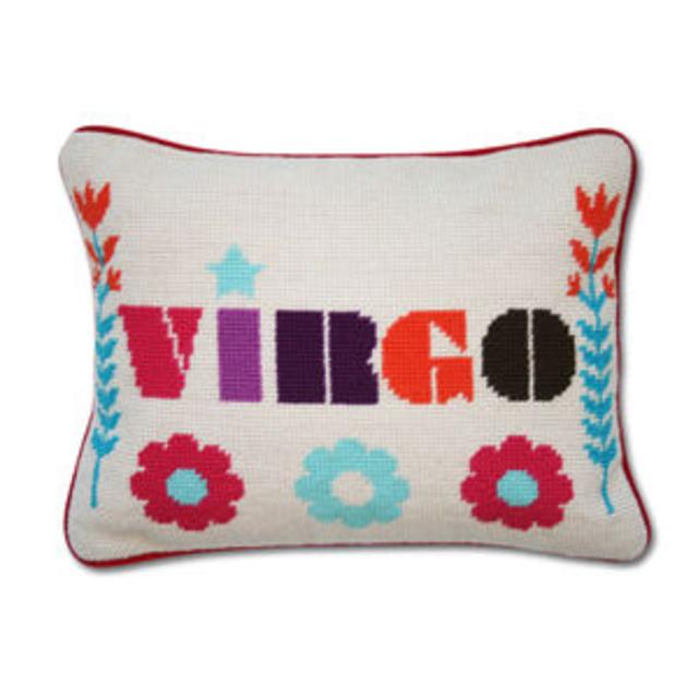 Virgo Zodiac Needlepoint Throw Pillow
