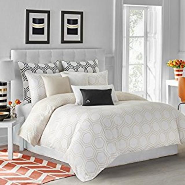 Jill Rosenwald Blackpoint Hex Duvet Cover, King, Parchment Beige