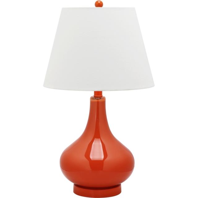 Safavieh Lighting 24-inches Amy Blood Orange Gourd Glass Table Lamp