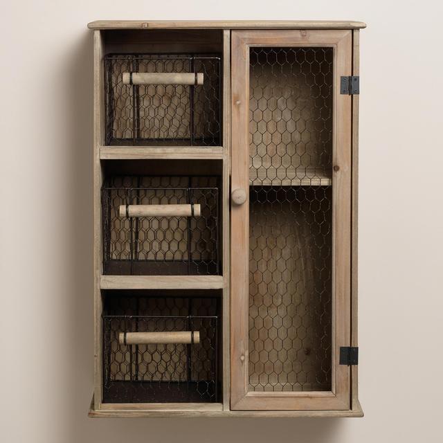 Wooden Farmhouse Wall Unit with Shelf