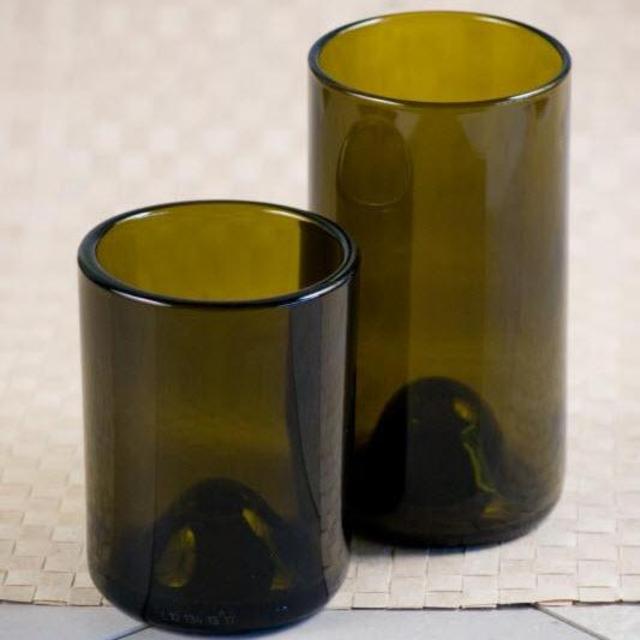 Wine Punts Recycled Glassware 12 oz Amber - Set of 4