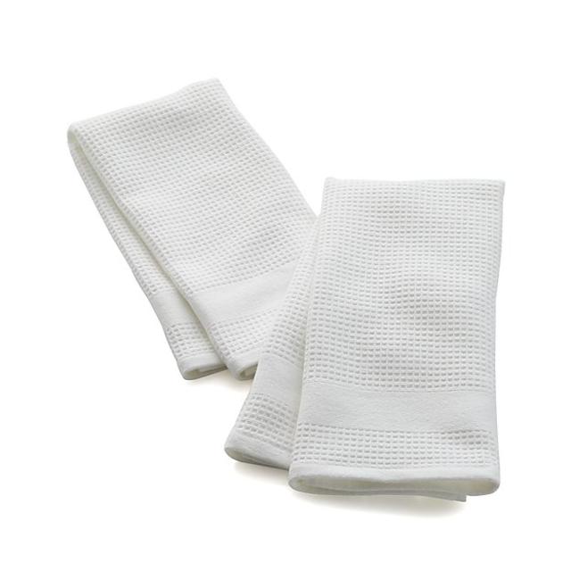 Set of 2 Waffle-Terry White Dish Towels