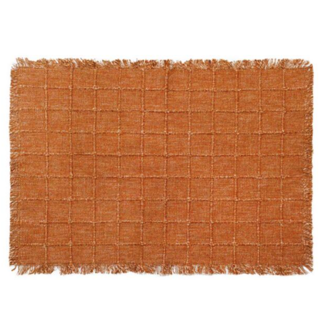 Windowpane Placemat with Fringe in Rust (Set of 4)