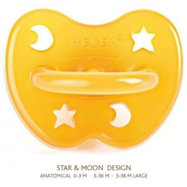 Hevea - Star and Moon Natural Rubber Orthodontic Pacifier - 0-3 Months
