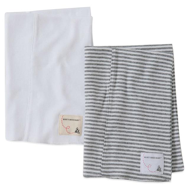 Burt's Bees Baby® 2-Pack Organic Cotton Burp Cloths in Cloud/Grey Stripe