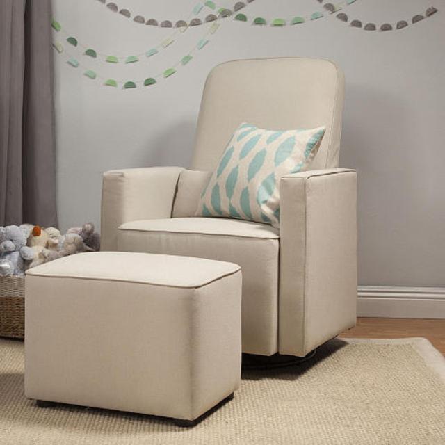 DaVinci Olive Glider and Ottoman - Cream