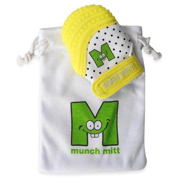 Munch Baby Teething Mitten in White/Yellow