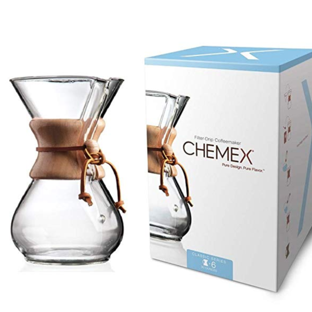 Chemex Classic Series, Pour-over Glass Coffeemaker, 6-Cup - Exclusive Packaging - CM-6A