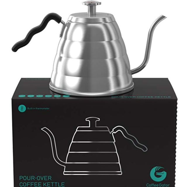 Coffee Gator Pour Over Kettle - Fixed Thermometer for Exact Temperature (40floz)